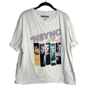 NSYNC T Shirt Womens Size L White Short Sleeve Boy Band Tee White